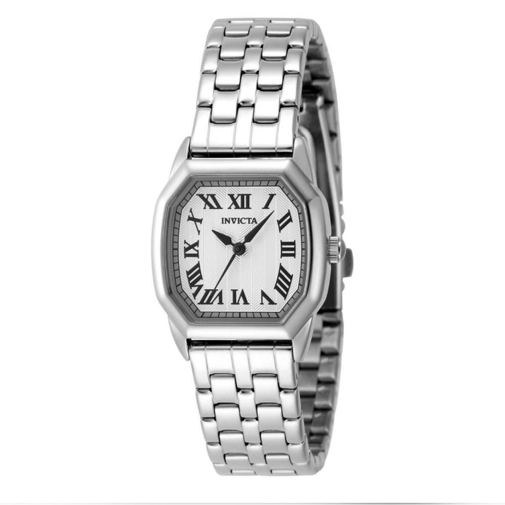 Invicta Wildflower Silver Tone Watch Rectangular Roman Dial Bracelet NWT